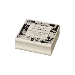 Moderne botanische zwarte en witte bloemen rubberstempel