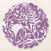 Moderne Botatanische Bloemen Paarse Kartonnen Onderzetters (Voorkant)