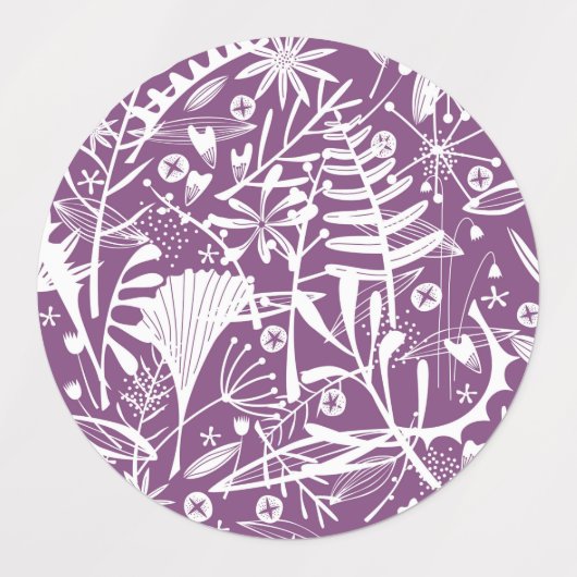 Moderne Botatanische Bloemen Paarse Labels (Design 2)