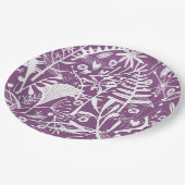 Moderne Botatanische Bloemen Paarse Papieren Bordje (Gekanteld)