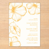 Moderne Boter Geel Bloemen Elegante Huwelijk Acryl Uitnodigingen (Voorkant)