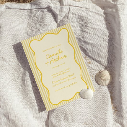 Moderne Boter Geel bruiloft uitnodiging