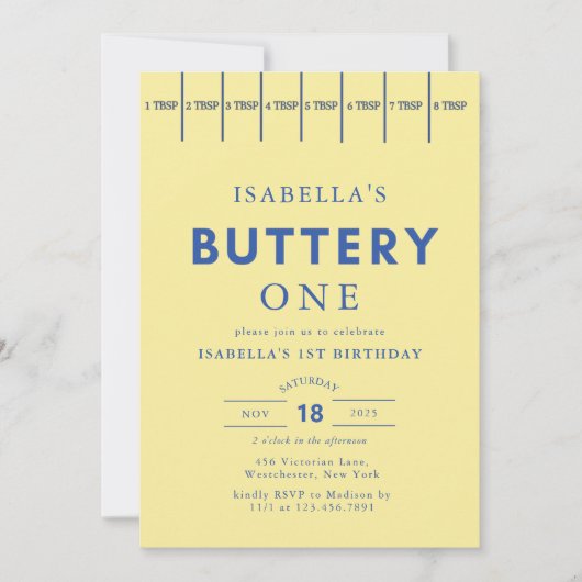 Moderne Boter Geel Buttery Eerste Verjaardag Kaart (Voorkant)