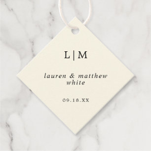 Moderne Boter Geel Monogram Elegante Trouwdag Bedankjes Labels