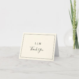 Moderne Boter Geel Monogram Elegante Trouwdag Bedankkaart