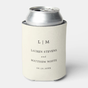 Moderne Boter Geel Monogram Elegante Trouwdag Blikjeskoeler