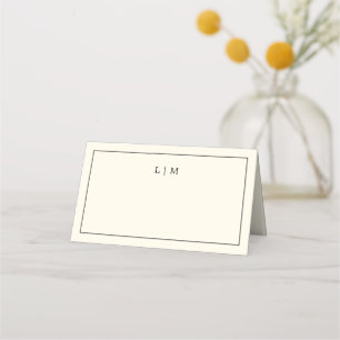 Moderne Boter Geel Monogram Elegante Trouwdag Plaatskaartje