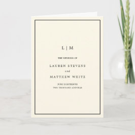 Moderne Boter Geel Monogram Elegante Trouwdag Programma
