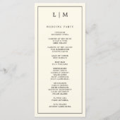Moderne Boter Geel Monogram Elegante Trouwdag Programmakaart (Achterkant)