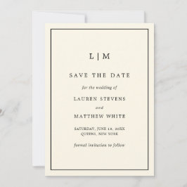 Moderne Boter Geel Monogram Elegante Trouwdag Save The Date