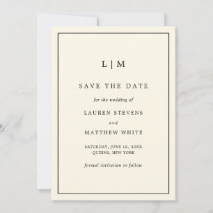Moderne Boter Geel Monogram Elegante Trouwdag Save The Date