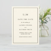 Moderne Boter Geel Monogram Elegante Trouwdag Save The Date (Staand voorkant)