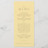 Moderne Boter Geel Redactioneel Trouwmenu Menu (Voorkant)
