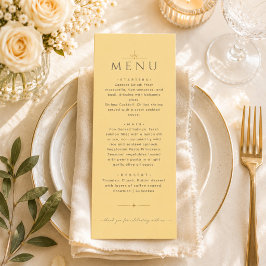 Moderne Boter Geel Redactioneel Trouwmenu Menu