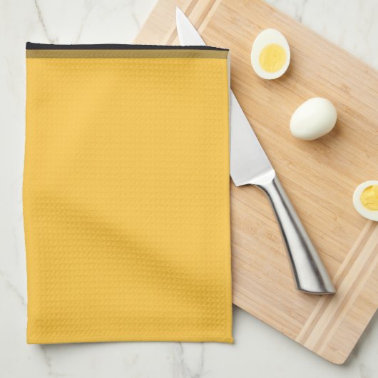 Moderne Boter Geel Zilver Grijs Zwart Strepen Theedoek (Quarter Fold)