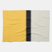 Moderne Boter Geel Zilver Grijs Zwart Strepen Theedoek (Horizontaal)