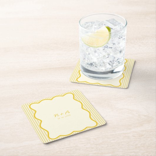 Moderne Boter Gele bruiloft Kartonnen Onderzetters (Insitu)