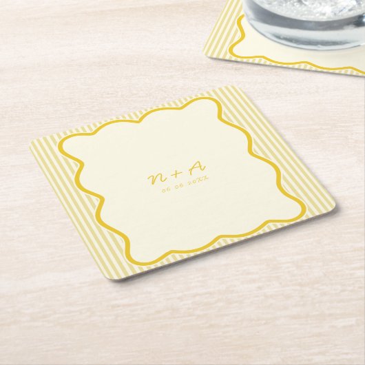 Moderne Boter Gele bruiloft Kartonnen Onderzetters (Schuin)