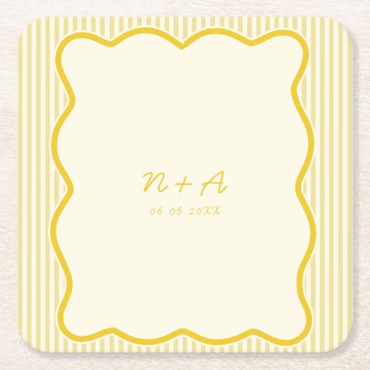Moderne Boter Gele bruiloft Kartonnen Onderzetters (Voorkant)