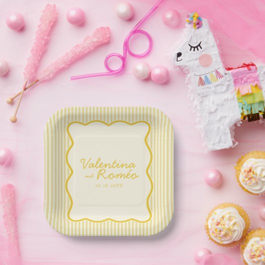 Moderne Boter Gele bruiloft Papieren Bordje (Feest)