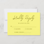 Moderne Boter Gele bruiloft RSVP Kaartje (Voorkant)