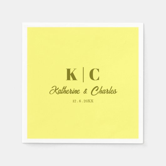 Moderne Boter Gele bruiloft Servet (Voorkant)