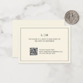 Moderne Boter Gele Monogram QR Code Trouw RSVP Notitiekaartje (Voorkant / Achterkant in situ)