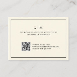 Moderne Boter Gele Monogram QR Code Trouw RSVP Notitiekaartje