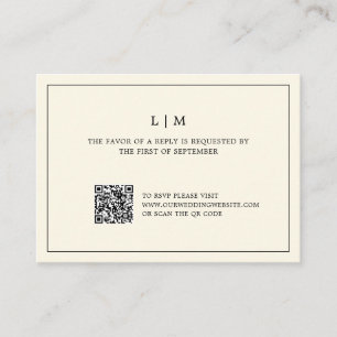 Moderne Boter Gele Monogram QR Code Trouw RSVP Notitiekaartje