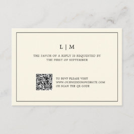 Moderne Boter Gele Monogram QR Code Trouwdag RSVP Kaartje