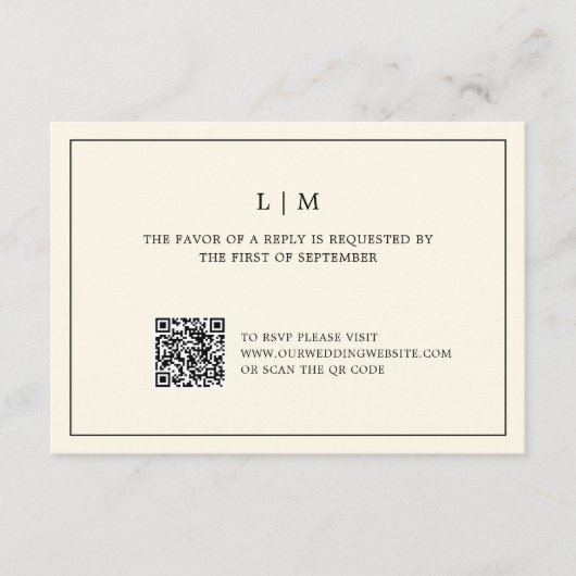 Moderne Boter Gele Monogram QR Code Trouwdag RSVP Kaartje (Voorkant)
