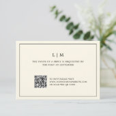 Moderne Boter Gele Monogram QR Code Trouwdag RSVP Kaartje (Staand voorkant)