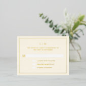 Moderne Boter Gele Monogram Trouw RSVP Kaart (Staand Voorkant)