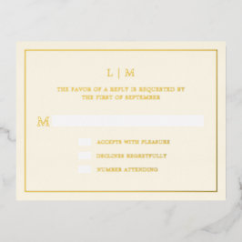 Moderne Boter Gele Monogram Trouw RSVP Kaart
