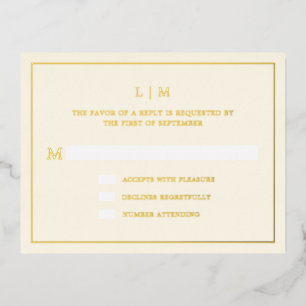Moderne Boter Gele Monogram Trouw RSVP Kaart