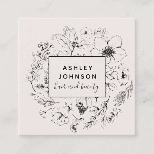 Moderne botweg en zwart handschrift vierkante visitekaartje (Voorkant)