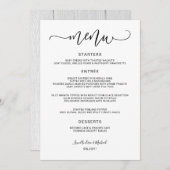 Moderne Bounce kalligrafie Swirly (zwart) bruiloft Menu (Voorkant / Achterkant)