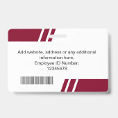Moderne Bourgogne aangepaste personeelskaart Badge (Achterkant)