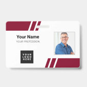 Moderne Bourgogne aangepaste personeelskaart Badge (Voorzijde)