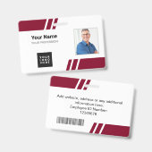 Moderne Bourgogne aangepaste personeelskaart Badge (Voor- en achterkant)