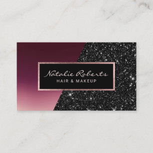 Moderne Bourgogne Black Glitter Beauty Salon Spa Visitekaartje
