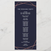 Moderne Bourgogne Bloemenmarine geometrische bruil Programmakaart (Achterkant)