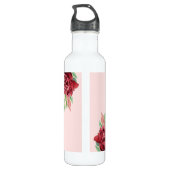 Moderne Bourgogne Blush Bloemen Naam Waterfles (Achterkant)