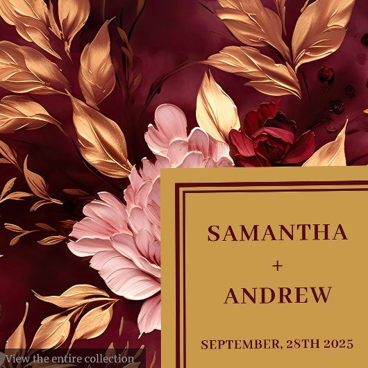 Moderne Bourgogne Blush Goud Trouwpapier Servetten