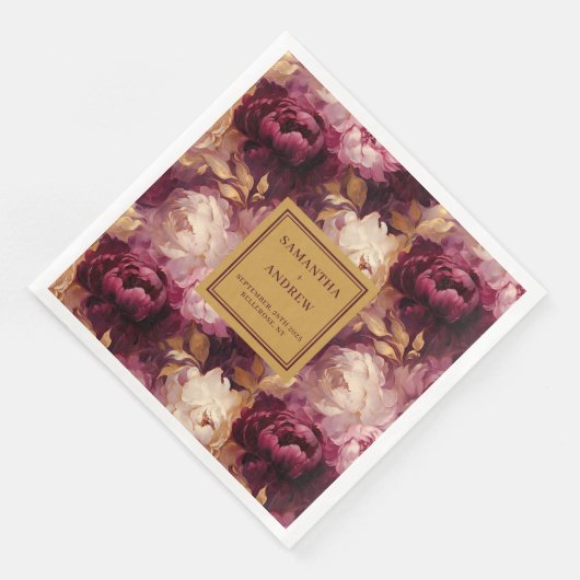 Moderne Bourgogne Blush Gouden Trouwdoek Servetten (Hoek)