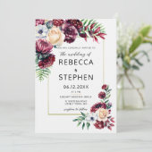 Moderne Bourgogne Blush Rozen Elegant Ivoor Bruilo Kaart (Staand voorkant)