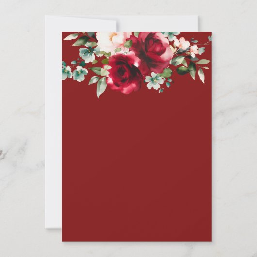 Moderne Bourgogne Blush Waterverf Bloemen Bruiloft Save The Date (Achterkant)
