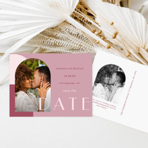 Moderne Bourgogne Boog Foto Huwelijk Save the Date Briefkaart