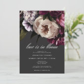 Moderne Bourgogne Cream Love In Bloom Vrijgezellen Kaart (Staand voorkant)