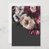 Moderne Bourgogne & Cream Pioenrozen Bloemen Zwart Save The Date (Achterkant)